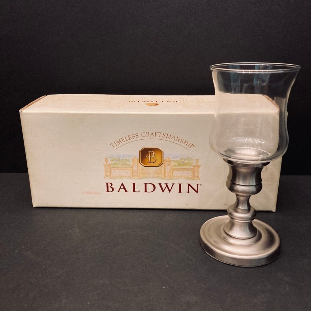 Baldwin Plain Base Votive Nickel Platinum Mist New Old Stock‎ In Box